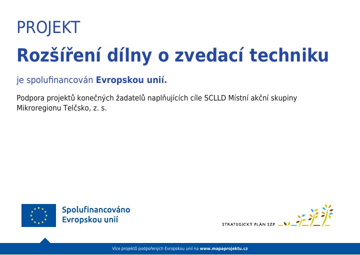 Projekt Rozšíření dílny o zvedací techniku je spolufinancován Evropskou unií
